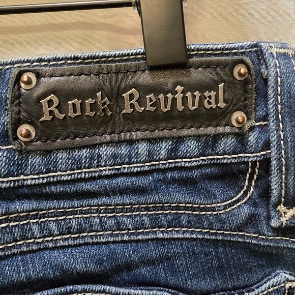 Rock Revival Chrissie Boot bootcut jeans size 30 low rise flap pocket distressed - Picture 11 of 16